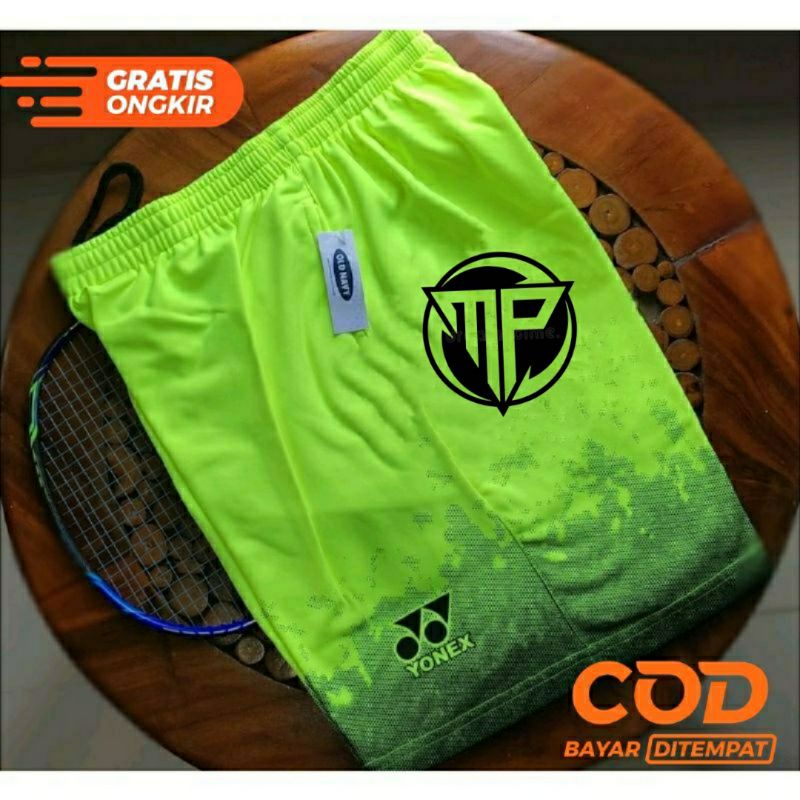 Celana pendek bulutangkis badminton yonex hitam putih bahan diadora premium size M,L,Xl