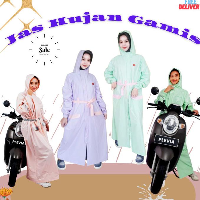 Jas Hujan Gamis Wanita Muslimah Hijabersi Mantel Hujan Wanita Jumbo