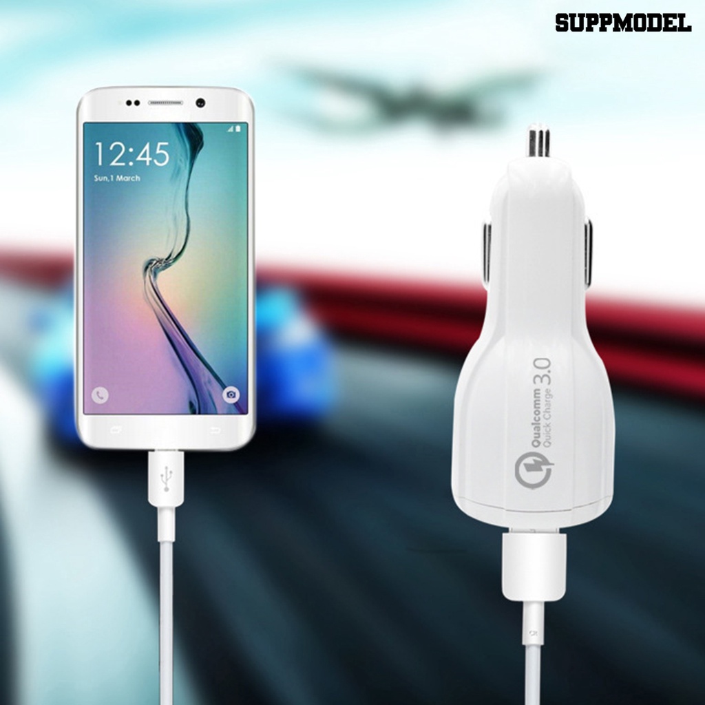 [Auto] Charger Mobil 3.0QC Dengan Cahaya Biru Dual Port Stabilitas Tegangan Tanpa Pemanas USB Charger Adaptor Mobil Untuk Mobil