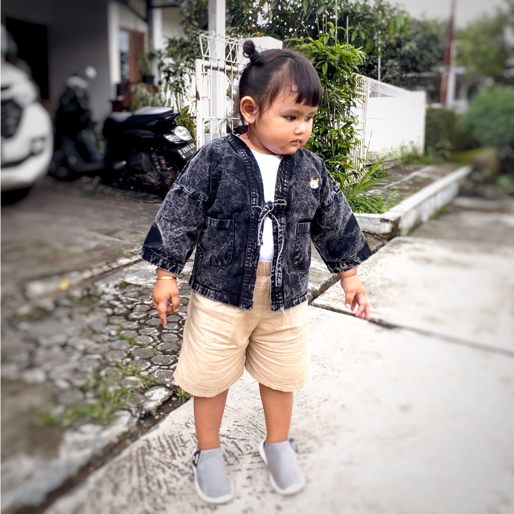 Best Seller Atasan anak laki laki perempuan kimono outer blazer jeans denim anak realpict