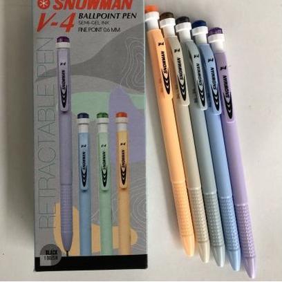 

[PRODUK TDKCY] (12pc) Pulpen Snowman V4 Pastel / Bolpen Cetek Snowman / Pen / Ballpoint Pen Snowman 0.7mm 9K7