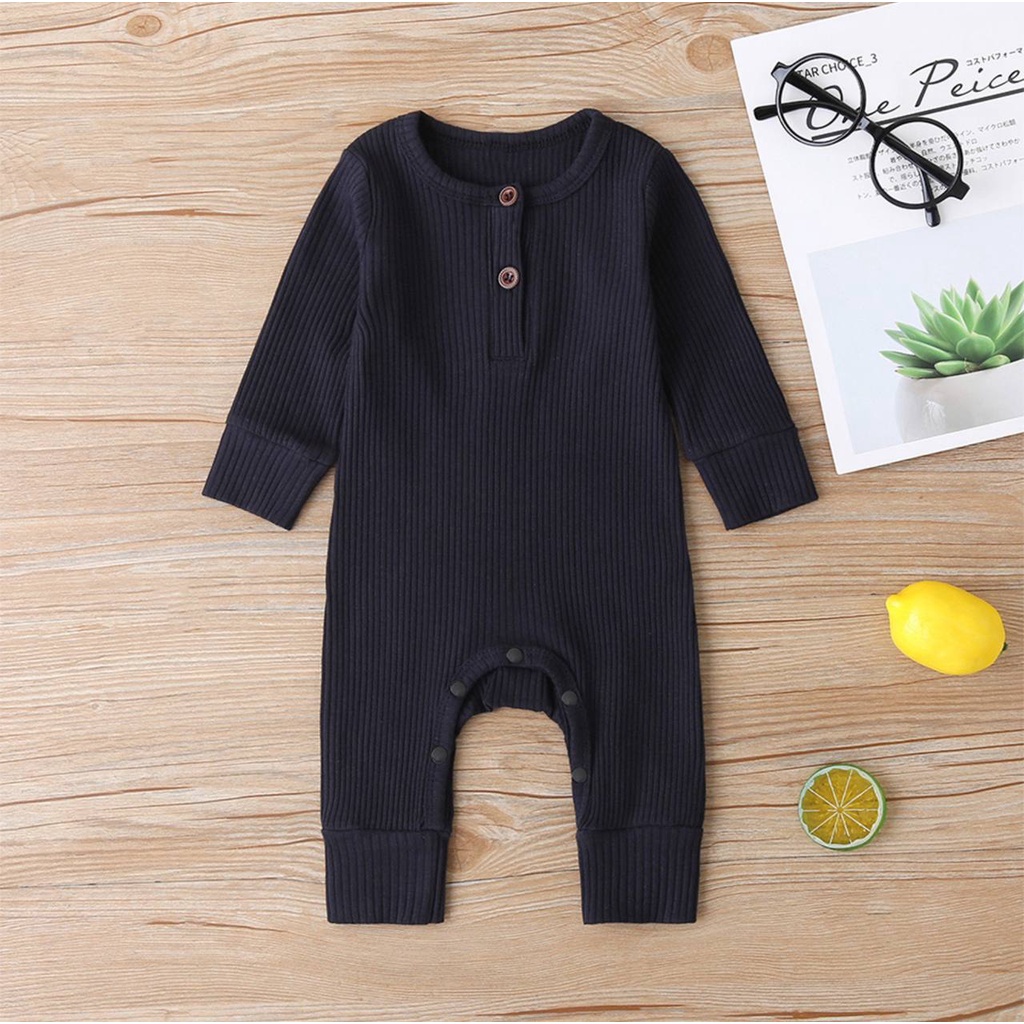 Baju Jumper bayi Panjang Doodle Polos / Sleepsuit Doodle Polos Premium