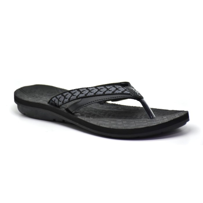 Carvil Sandal Jepit Spon Wanita Tressa L Black Grey_A37