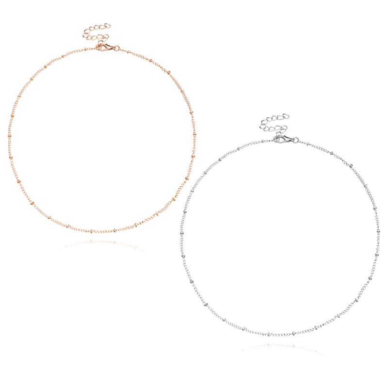 Kalung Rantai Untuk Wanita Warna Emas Tipis Choker Manik Chain Necklace Jewelry