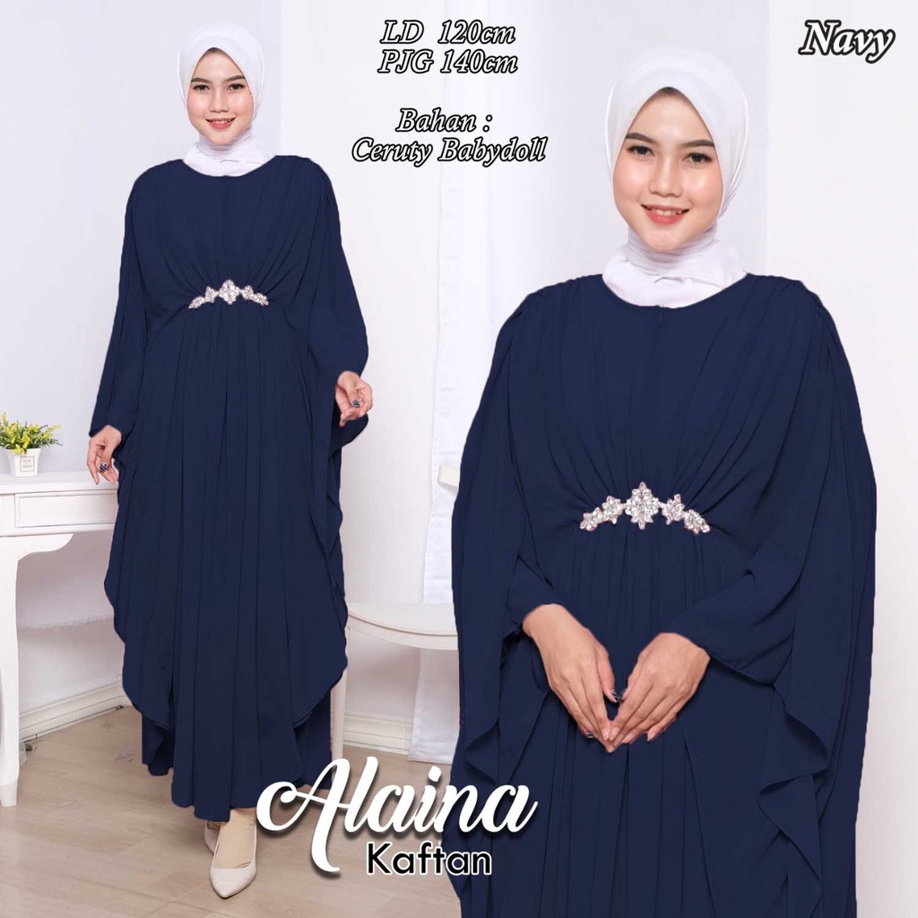 (Arnis) Alaina Kaftan Busui Jumbo Aksesoris Swarovski Rangkai Fashion Muslim