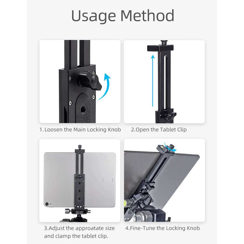 XILETU Dudukan Tablet Clip Bracket Holder Mount Tripod Monopod - XJ-15 ( Mughnii )