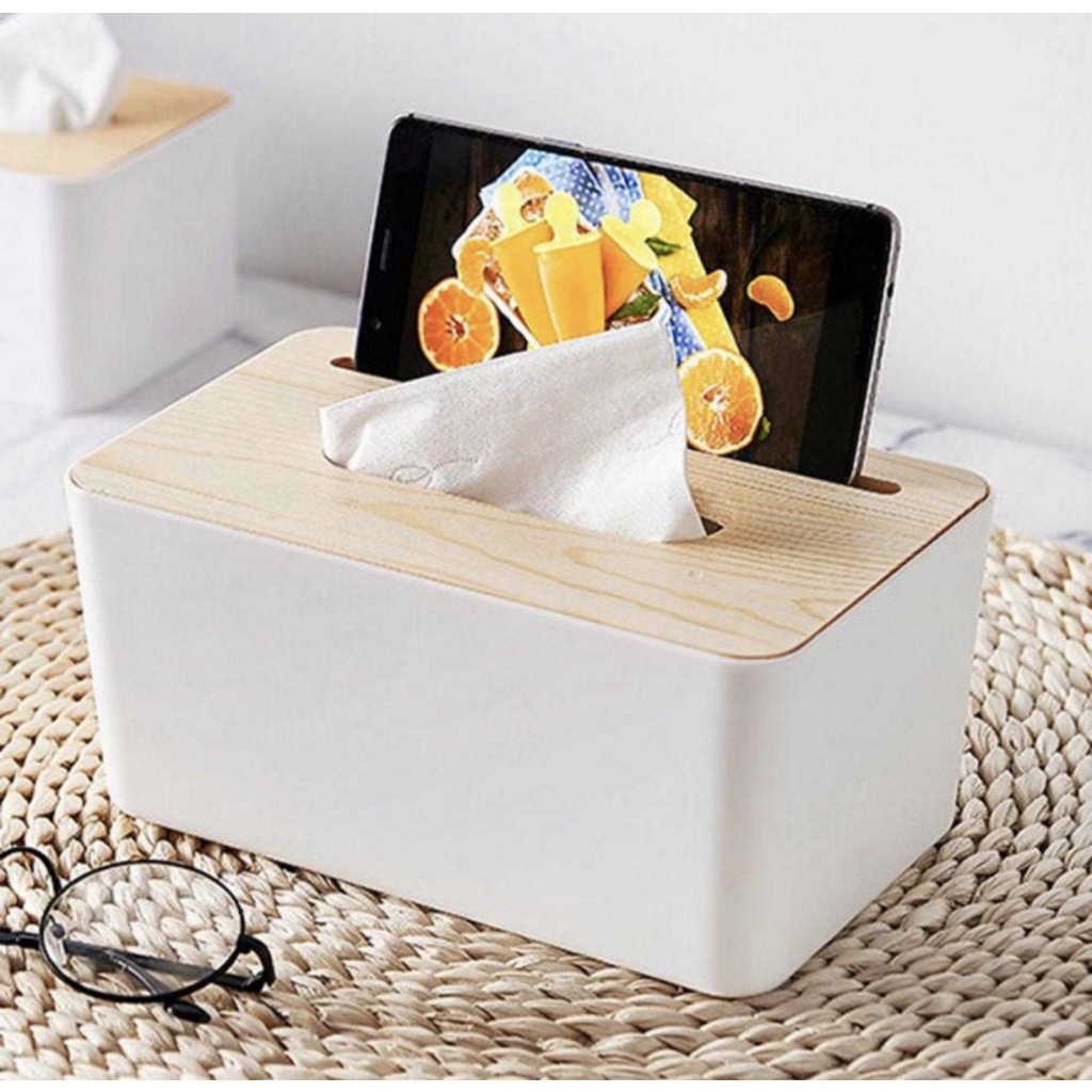 Jual Kotak Tissue Kayu Aesthetic / Kotak Tisu Dengan Holder / Tissue