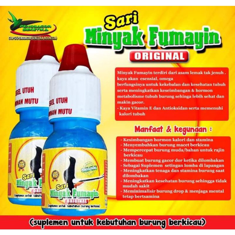 Minyak Fumayin Vitamin Burung Murai Batu Cucak Hijau Lovebird Macet Bunyi