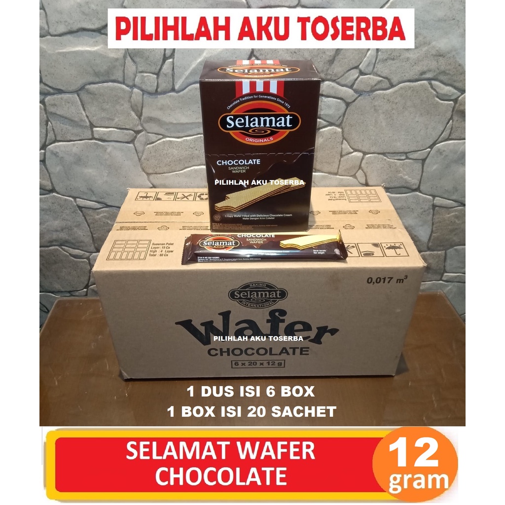 

Selamat Wafer CHOCOLATE / COKLAT 12 g - ( HARGA 1 DUS ISI 6 BOX )