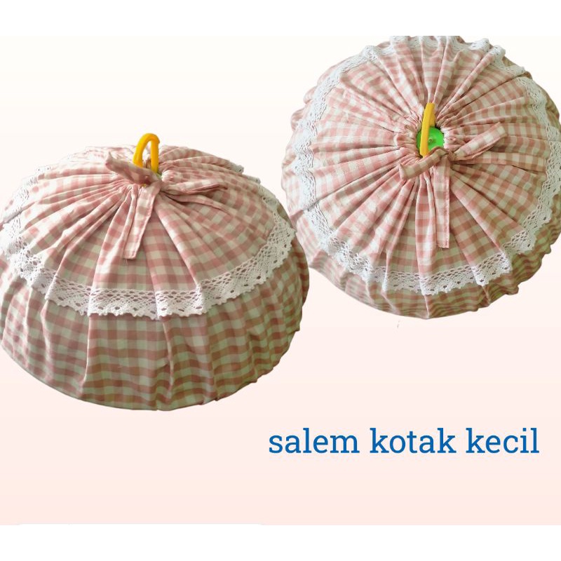 tudung tutup saji bundar motif kotak renda diameter 50 sampai 70