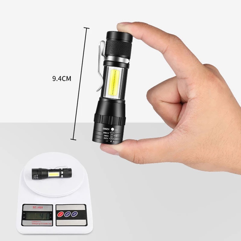 Hot Sale/3Mode Tahan Air Emergency Torch Kecil Portabel Jarak Jauh Torch Dengan Klip Mini USB Rechargeable Senter LED Tahan Lama Berkemah Luar Ruangan COB Zoom Cahaya