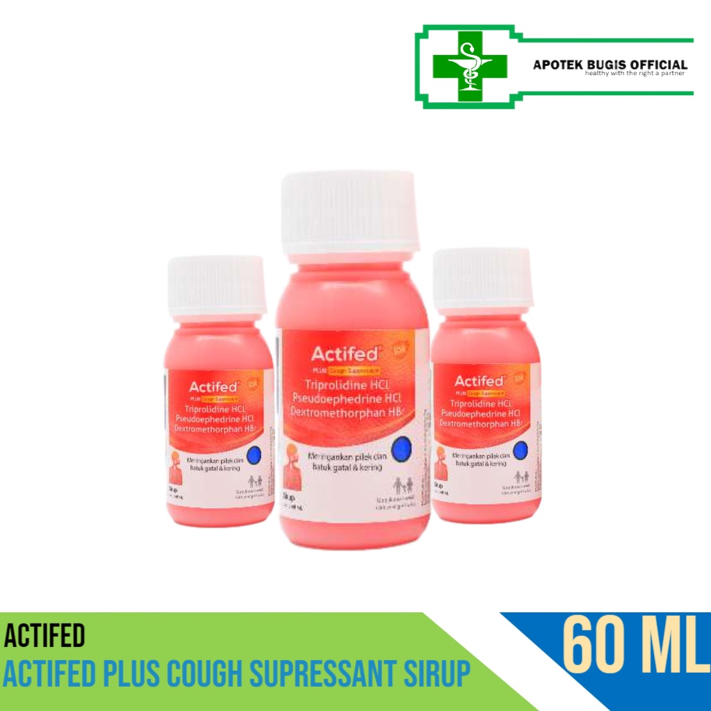 ACTIFED Plus Cough Supressant Sirup 60ml Batuk Kering Dan Pilek Actived Produk Original
