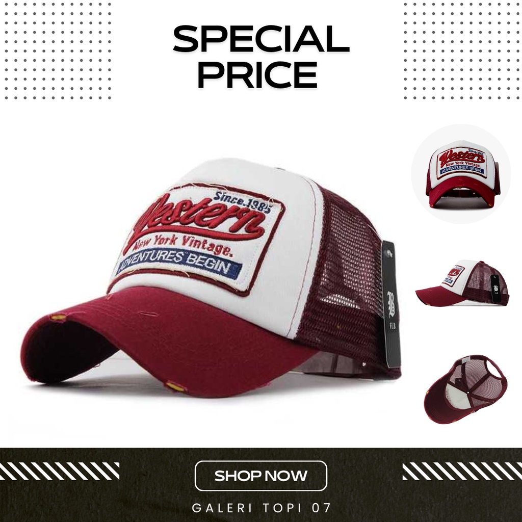 FLB Topi Trucker Mesh Model Western New York - F207 Topi Distro Pria/Topi Baseball Bordir Original N