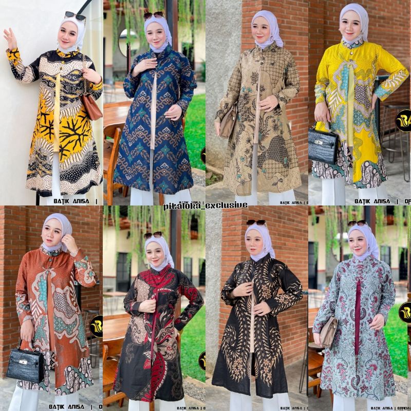 M L XL XXL JUMBO Batik Tunik wanita ASJ SA HRB026 Kenongo Pekalongan Sogan Tulis