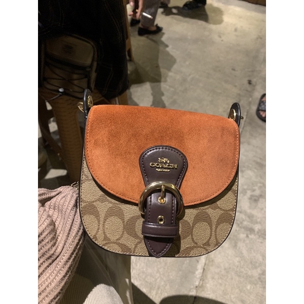 Preloved like new coach kleo 17 shoulder bag signature suede khaki multi authentic