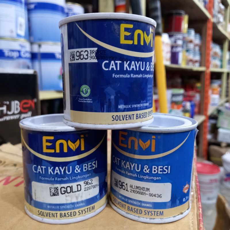 

Cat Minyak Besi Envi 100 ml Emas Aluminium Tembaga