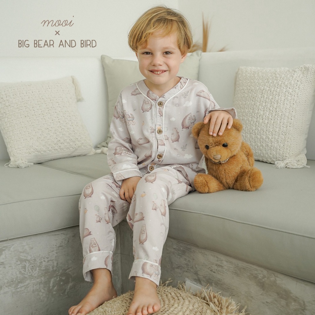 MOOI 1-10 Tahun Piyama Pendek Panjang Setelan Baju Anak Mom &amp; Me Bamboo Viscose CBKS