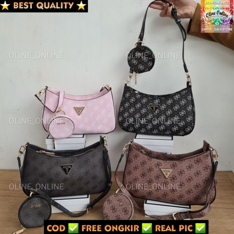 tas wanita alexie seri logo black white black brown pink shoulder bag jinjing mini pouch