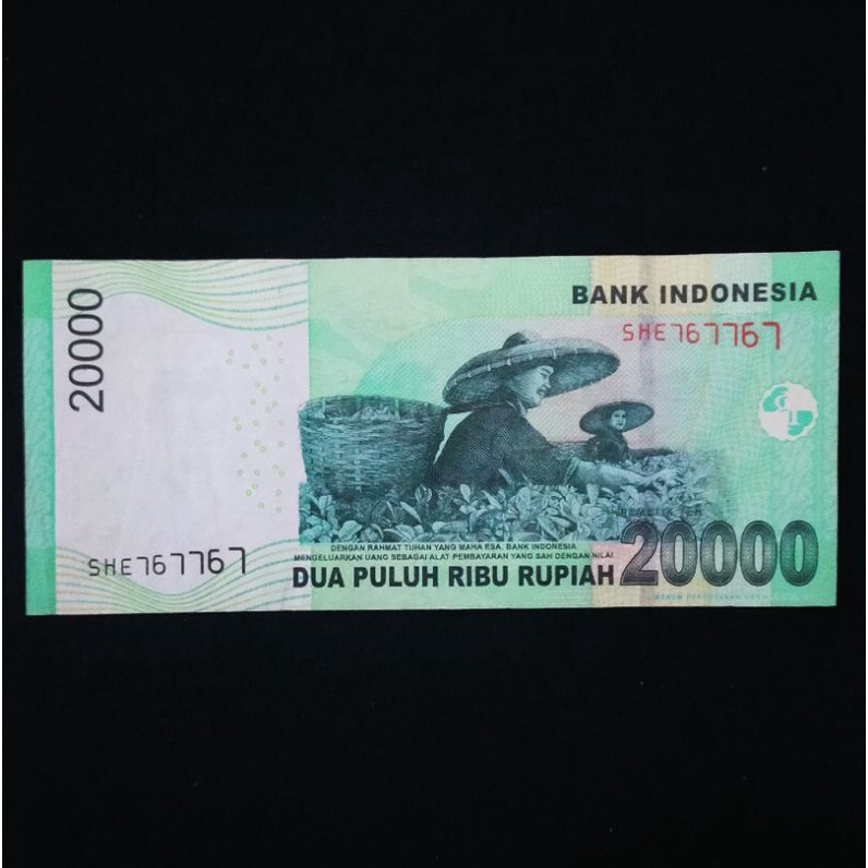 Uang Kuno 20000 Rupiah Emisi 2015 Nmr Seri Radar Grade XF Ready