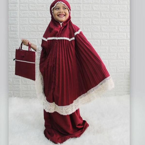 MUKENA PLISKET ANAK 7-12 TAHUN// MUKENA ANAK PEREMPUAN // MUKENA ANAK {SB.10De22ᴷ}