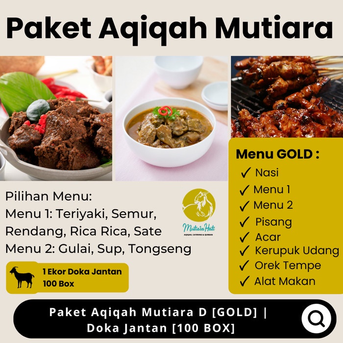 

Paket Aqiqah Domba kambing Jantan GOLD 100 BOX