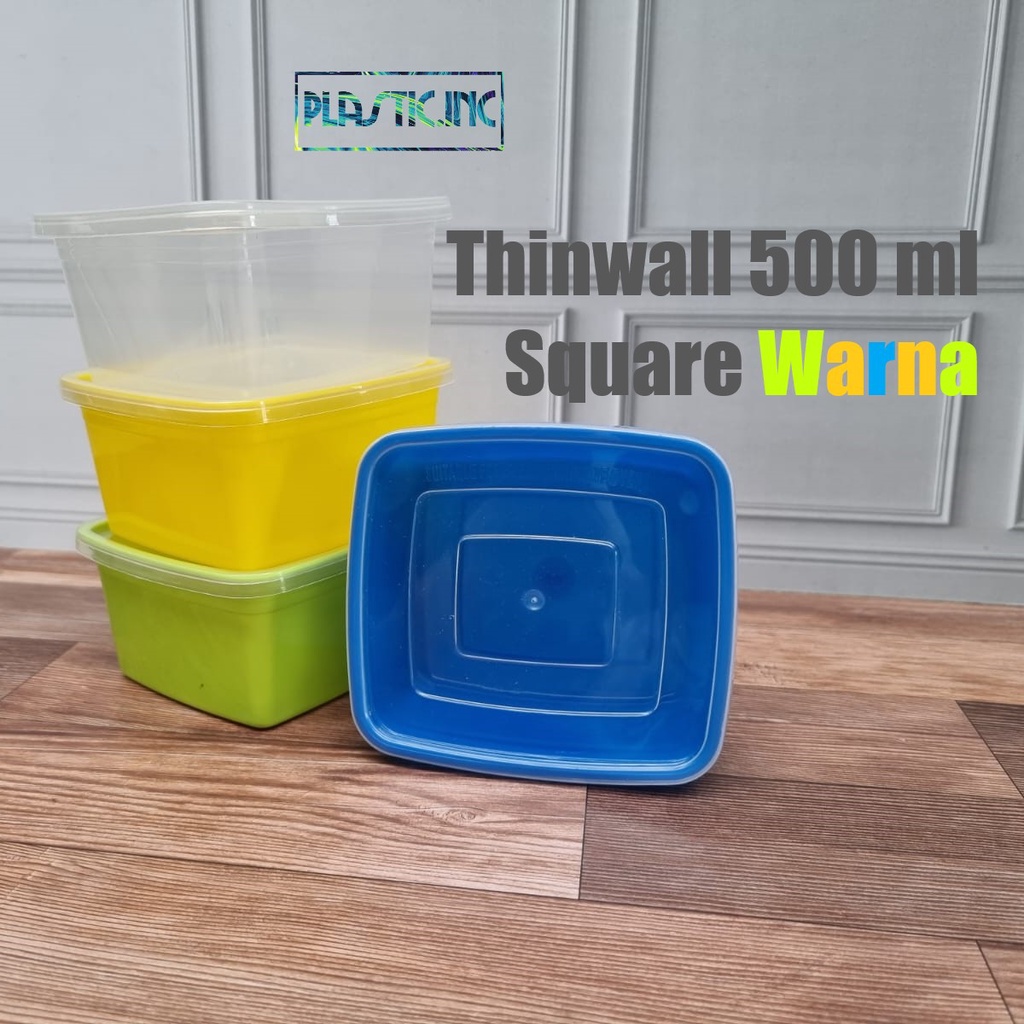 Thinwall 500ml Square Warna /Box Kotak Plastik/Thinwall 500 ml Persegi/Thinwall Warna