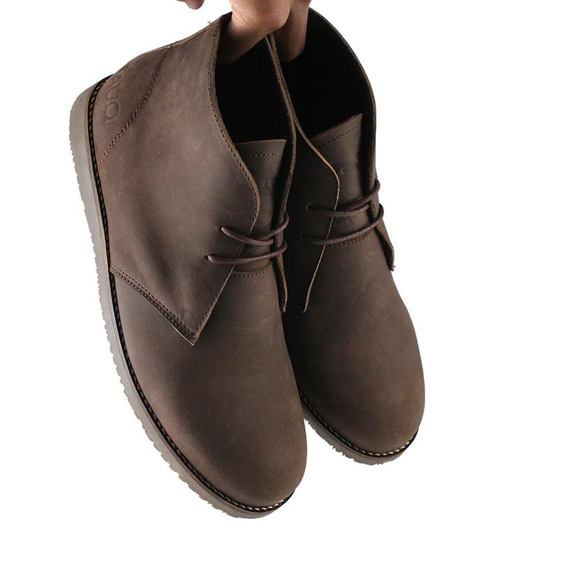 Murah Banget Sauqi Footwear Chukka Sepatu Boots  Kulit Asli (CH) - Cokelat