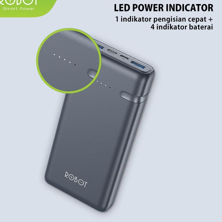 NEW ㊊ PowerBank ROBOT 20000mah RT21 2.4A Dual Input Port Type C & Micro USB Original Fast Charging R