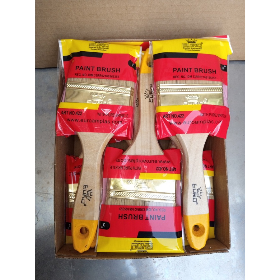 Kuas cat ukuran 3 inch tembok Kuas tangan dinding EURO 422 gagang kayu