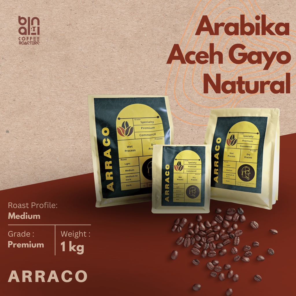 

ARRACO KOPI - Arabika Aceh Gayo Natural 1KG Biji / Bubuk | Natural Processed - Medium Roasted