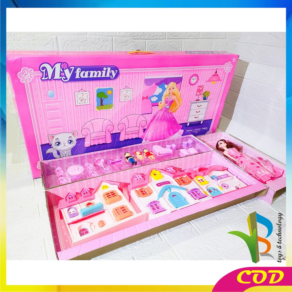 RB-M122 Mainan Rumah Rumahan Anak Ukuran JUMBO Mainan Anak Perempuan Boneka Lengkap + Perabot Rumah
