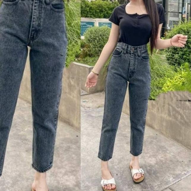 READY ✅(27-34) SNOW BLACK BASIC BOYFRIEND JEANS / SNOWBLACK PLAIN BOYFRIEND JEANS / CELANA BOYFRIEND