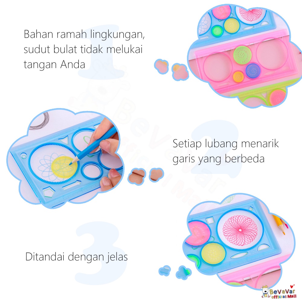 Bevavar Garisan Rotary Bunga/Penggaris Rotary Geometri Lengkap/Penggaris Rotari Bunga