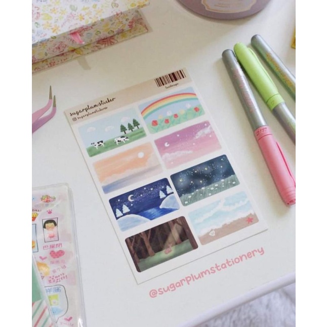

LANDSCAPE Sticker Sheet / stiker murah aesthetic/ sticker kawaii lucu / journaling / stiker hp, laptop, motor, hiasan, handphone estetik