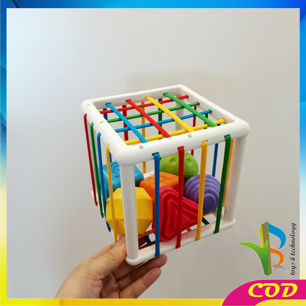 RB-M196 Mainan Rainbow Puzzle Kerincingan Bayi Sorting Puzzle Mainan Edukasi Anak Montessori Toys