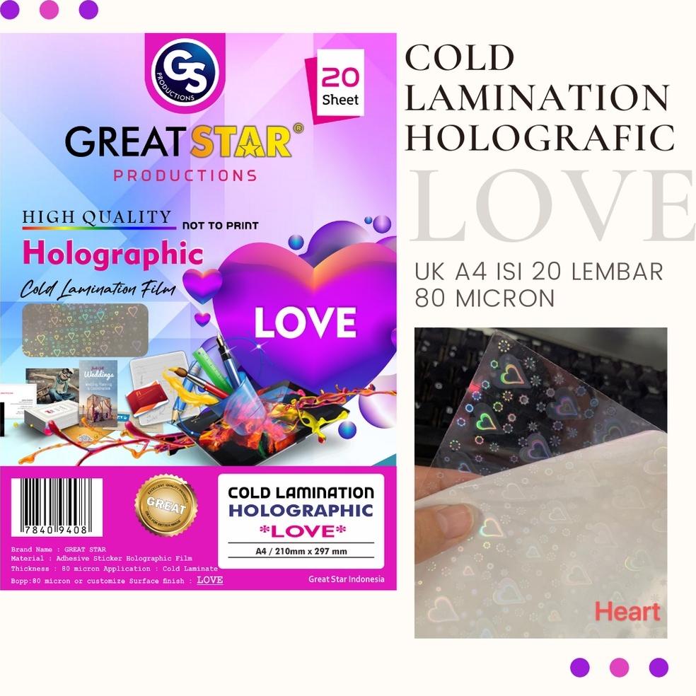

(Z-N3N-♥) Cold Lamination Film Holographic Love A4/20 top produk