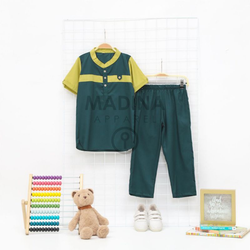 [HIJAU] BAJU KOKO KOMBINAS ANAK TOYOBO 2-12 TAHUN