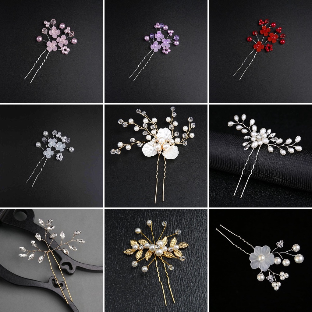 COD❤️Hairpin Tusuk Konde Sanggu Satu Bunga Jepit Rambut Warna Mutiara Bridal Hiasan Kepala Pernikahan Perhiasan Untuk Wanita Dan Anak Pernikahan Aksesoris