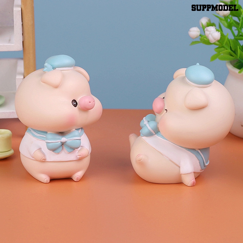 [Dekorasi] Model Hewan Kerajinan Resin Kerajinan Tangan Hadiah Ulang Tahun Dekstop Dekorasi Menggemaskan Miniatur Sailor Suit Pig Untuk Pacar