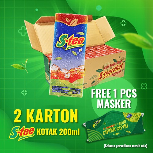 

2 Karton S-tee Kotak 200 ml Free 1 Pc Masker