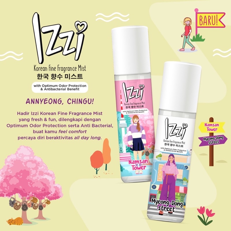 ★ BB ★ IZZI Korean Gel Cologne - Fine Fragrance Mist 100ml | Parfum Wanita - Myeongdong Street - Nam