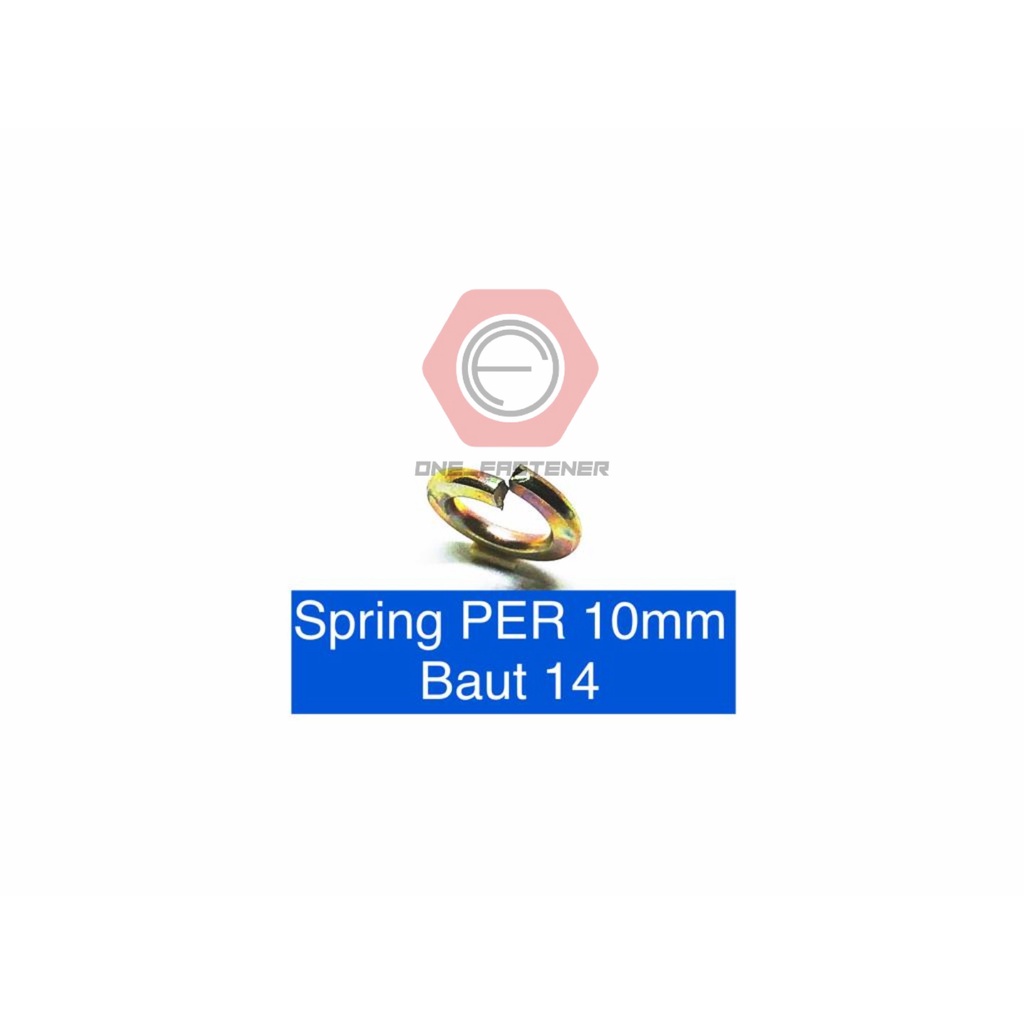 100 pcs Ring PER M10 Kuning baut kunci 14 Spring Washer 10mm patah WLK
