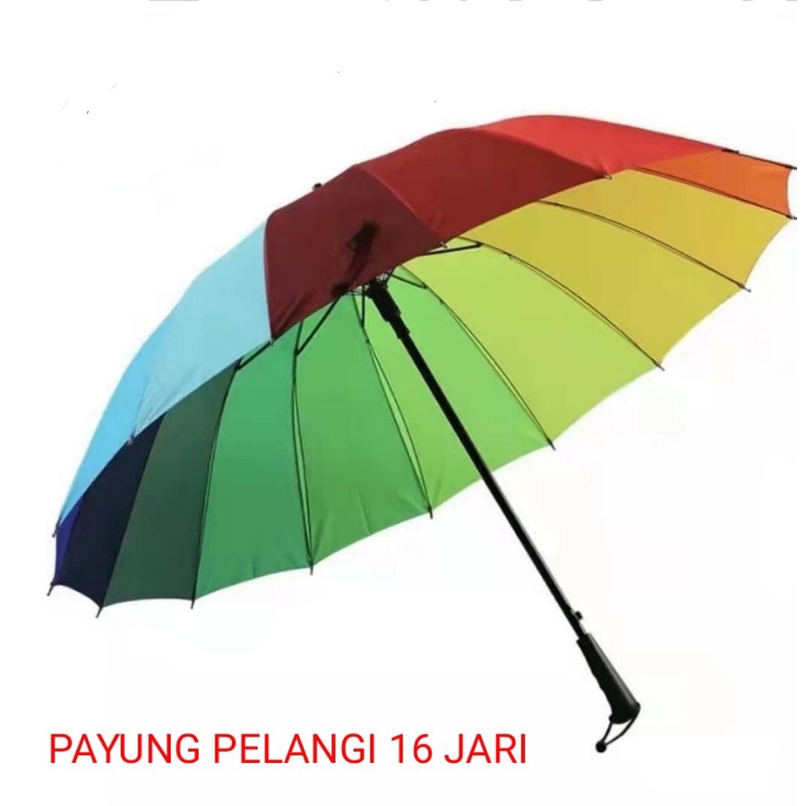 Payung Golf Pelangi 16 Jari - Payung Hujan Jumbo Lipat Rainbow