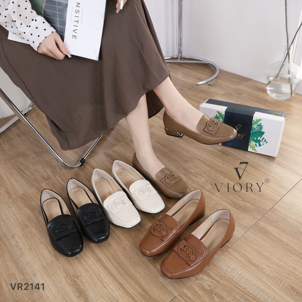 VIORY Sepatu Loafers Block Heels Shoes #VR2141 ORIGINAL