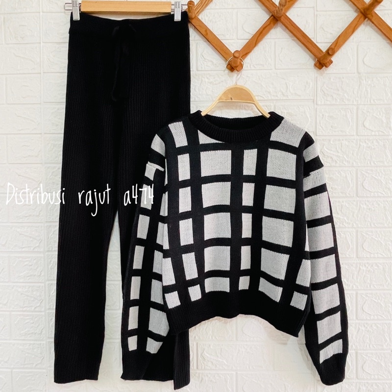 ONESET SWEATER RAJUT IMAS IMPORT SETELAN CELANA KULOT