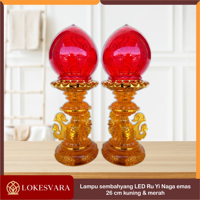 Lampu Sembahyang Altar Dekorasi LED Ru Yi Naga Emas 26cm