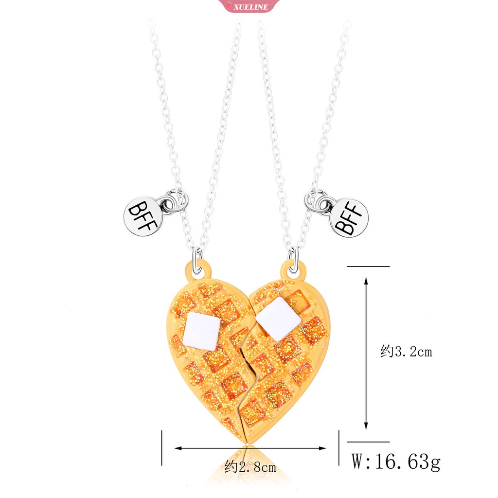 2 Pcs/set peach Berbentuk Hati Taburan Emas cookies Liontin Sahabat zinc alloy Kalung Untuk Anak Anak Perempuan Persahabatan Perhiasan Hadiah [ZXL]