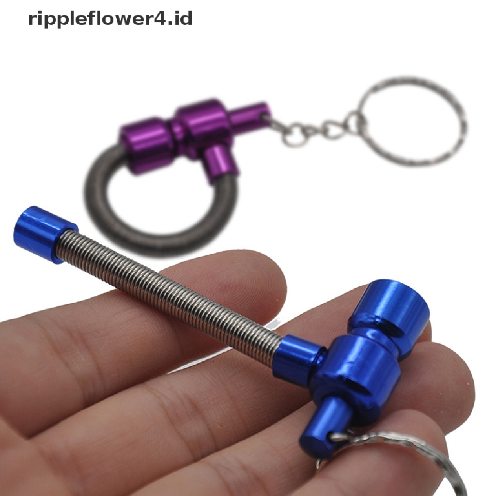 {rippleflower4.id} Metal Spring Pipe Pipa Portable Dengan Gantungan Kunci Aksesoris ett~