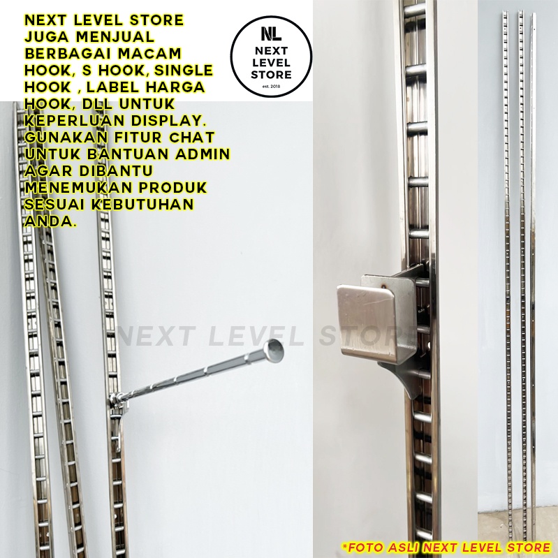 Pillar Double Row Ladder Hook Cantolan Display Bracket - (1meter) - MINIMAL ORDER 4 LONJOR/8 METER