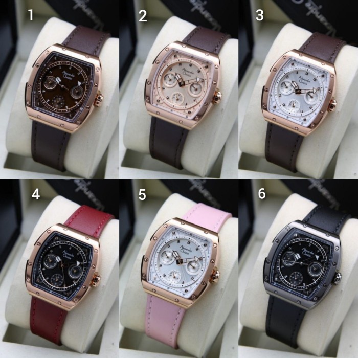 JAM TANGAN WANITA ALEXANDRE CHRISTIE AC 6411 LEATHER STRAP